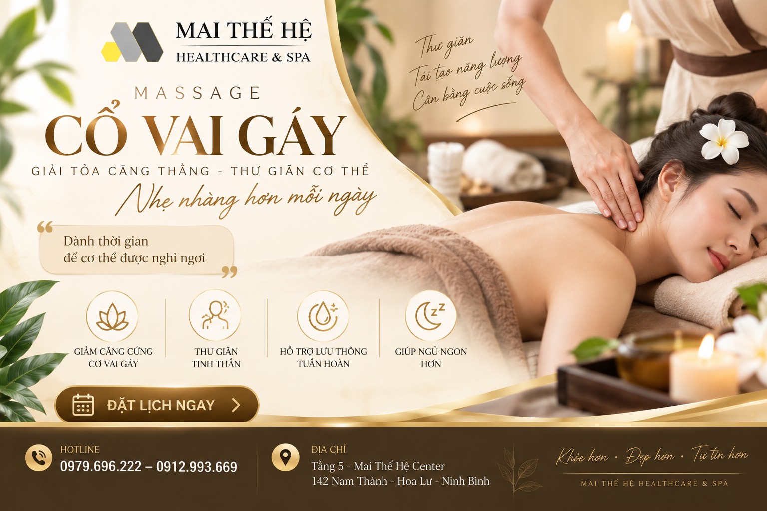 Massage Cổ Vai Gáy – Giải Tỏa Căng Thẳng, Thư Giãn Cơ Thể Tại Mai Thế Hệ Healthcare & Spa