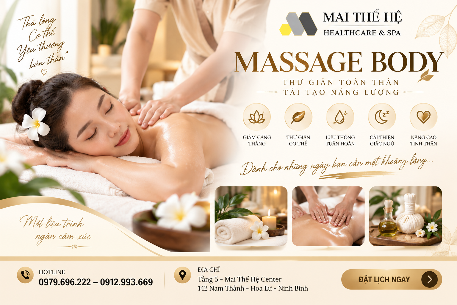 Massage Body – Thư Giãn Toàn Thân, Tái Tạo Năng Lượng Tại Mai Thế Hệ Healthcare & Spa