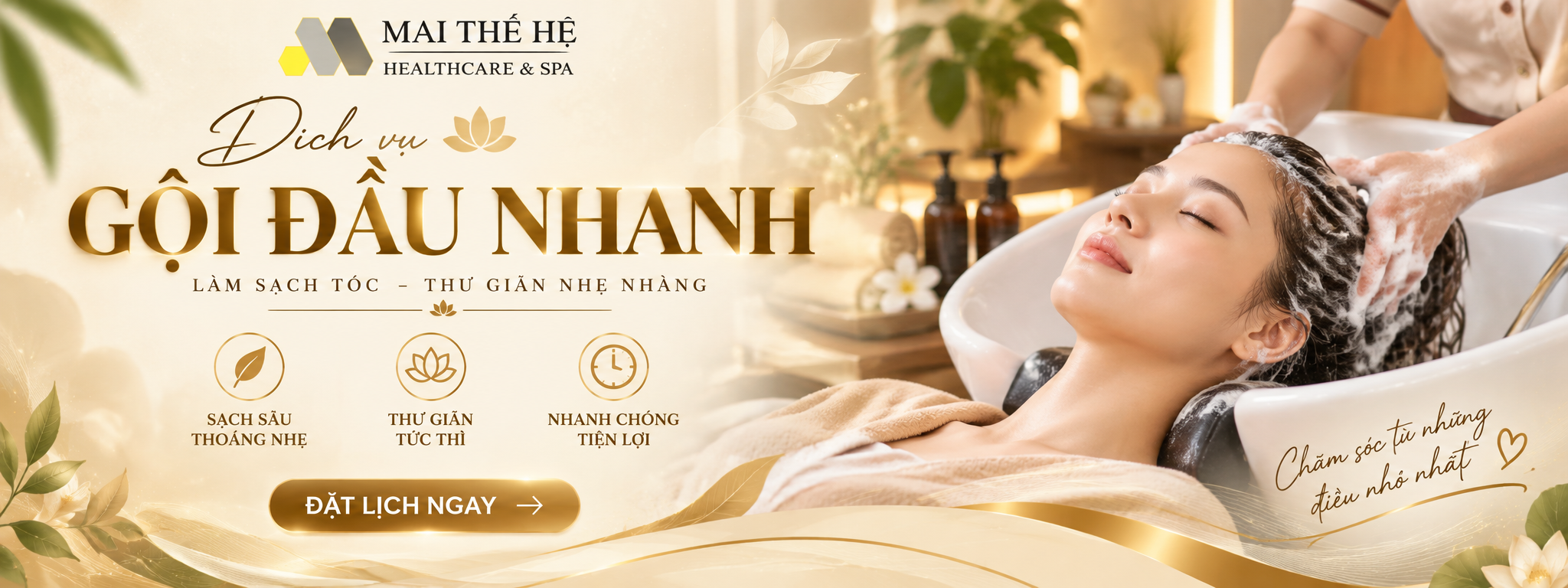 Dịch Vụ Gội Đầu Nhanh – Làm Sạch Tóc, Thư Giãn Nhẹ Nhàng Tại Mai Thế Hệ Healthcare & Spa