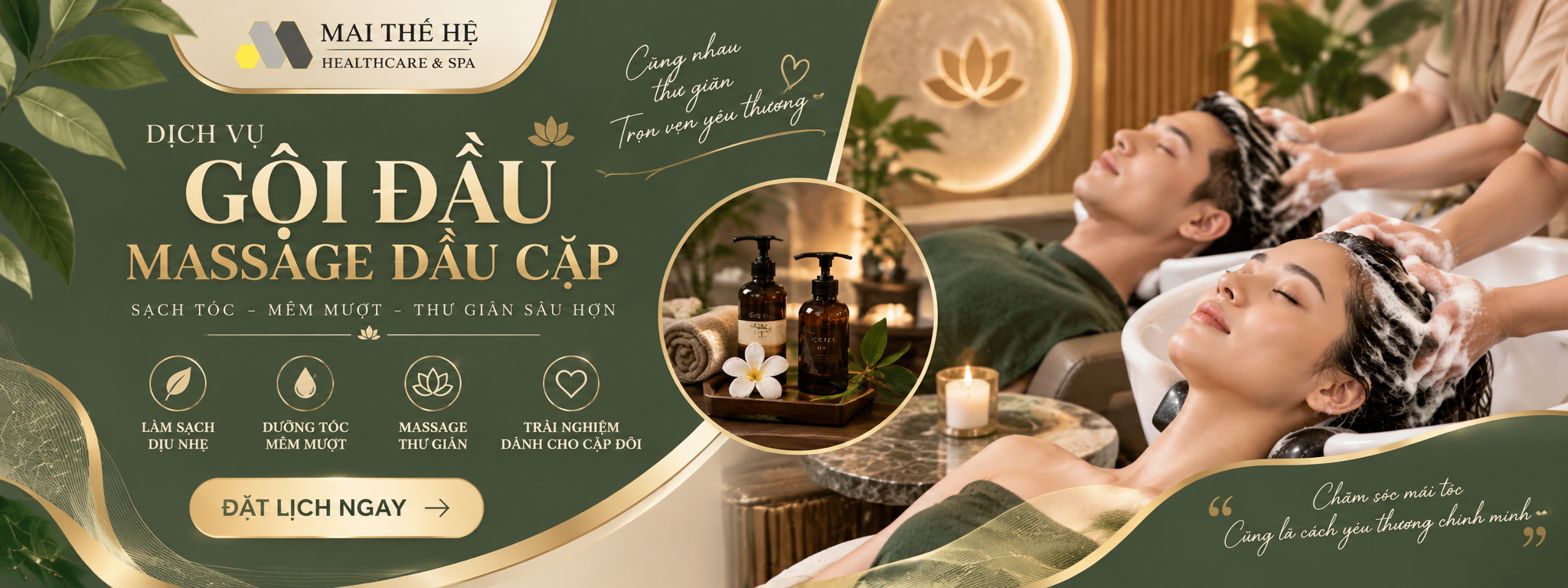 Gội Đầu Massage Dầu Cặp – Chăm Sóc Mái Tóc Mềm Mượt, Thư Giãn Tại Mai Thế Hệ Healthcare & Spa