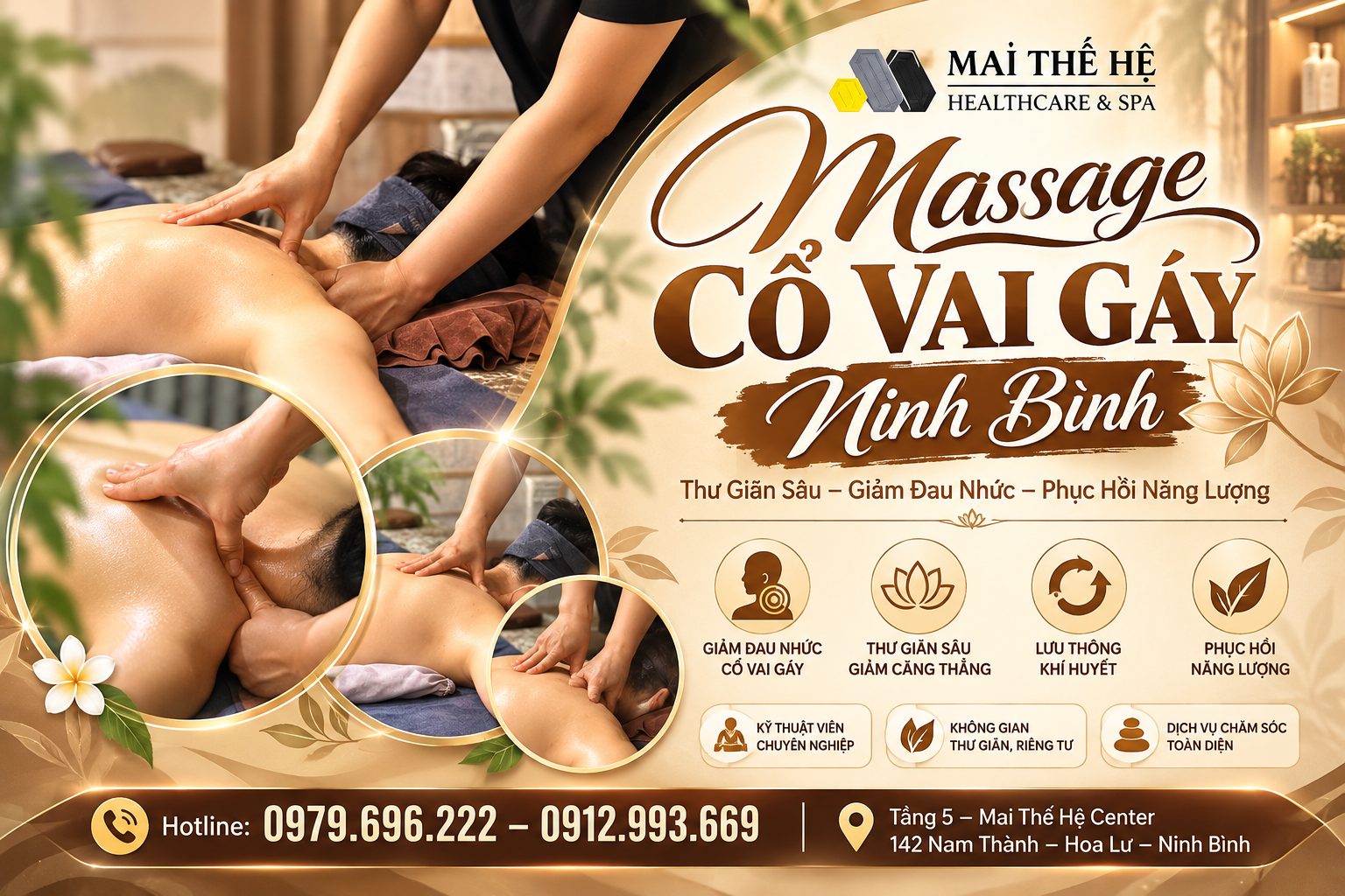 Massage Cổ Vai Gáy Ninh Bình – Giải Tỏa Căng Mỏi, Thư Giãn Cơ Thể Tại Mai Thế Hệ Healthcare & Spa