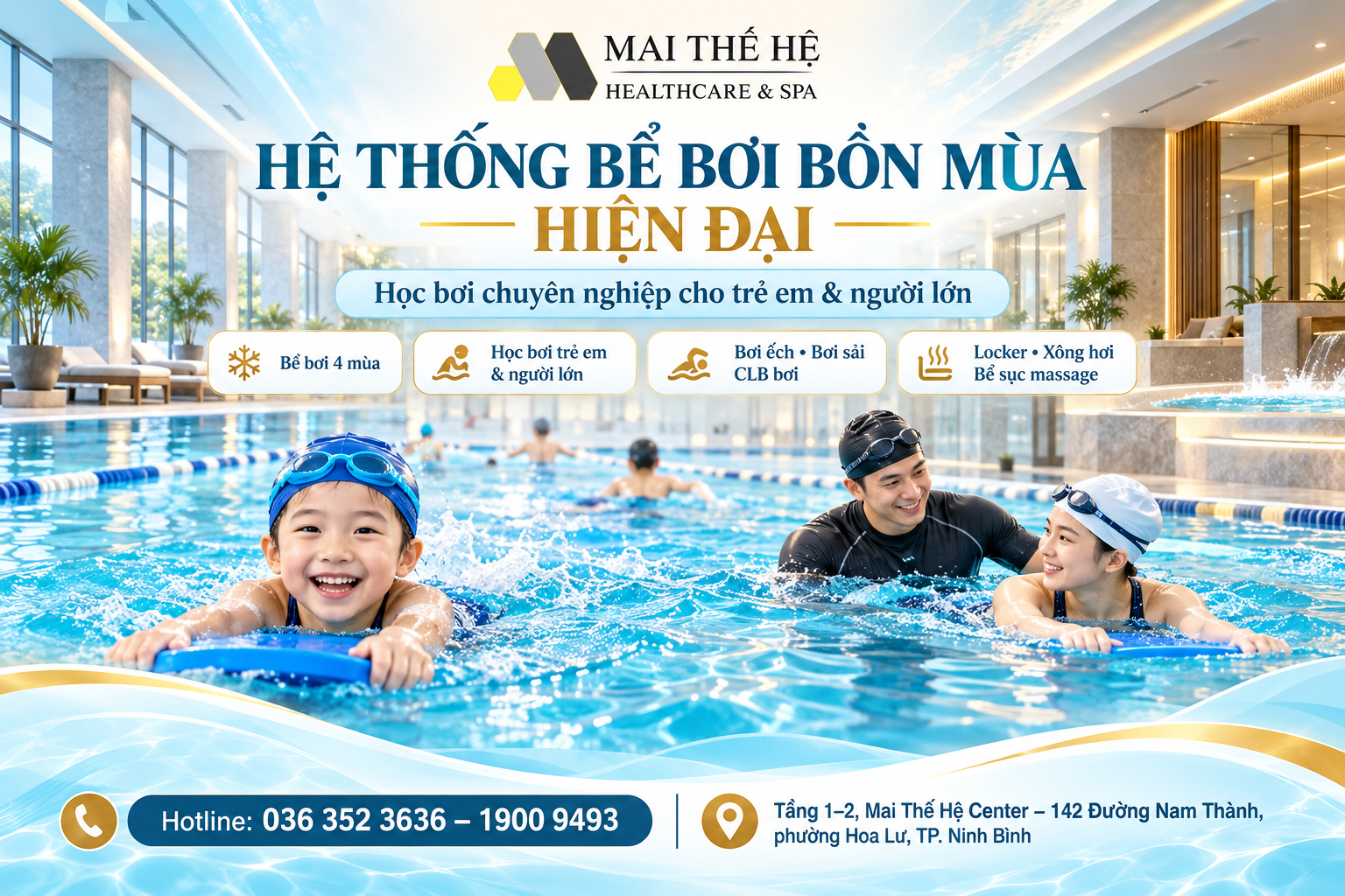 Hệ Thống Bể Bơi Bốn Mùa Ninh Bình Hiện Đại Và Chương Trình Học Bơi Chuyên Nghiệp Tại Mai Thế Hệ