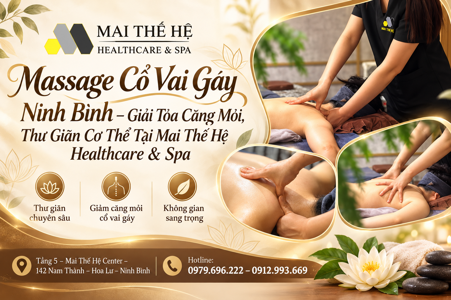 Massage Cổ Vai Gáy Ninh Bình – Giải Tỏa Căng Mỏi, Thư Giãn Cơ Thể Tại Mai Thế Hệ Healthcare & Spa